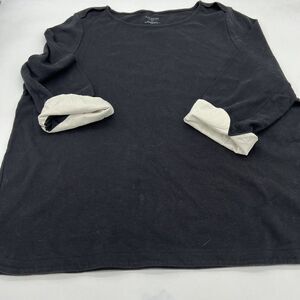 Talbots Plus Size Black Top White Flip Cuff 3X